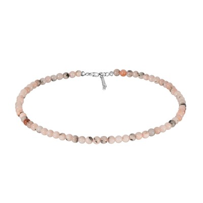 Pink Opal Silver Necklace