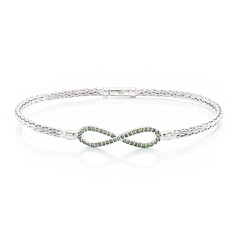 Green Diamond Silver Bangle