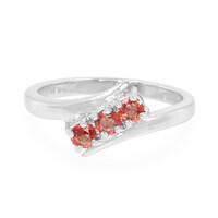 Orange Sapphire Silver Ring