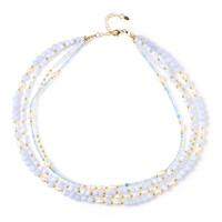 Blue Lace Agate Silver Necklace (Riya)