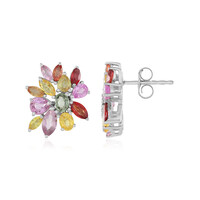 Fancy Sapphire Silver Earrings