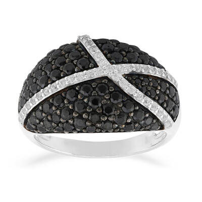 Black Spinel Silver Ring