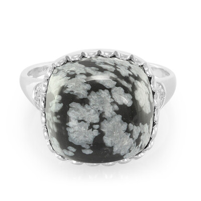 Snowflake Obsidian Silver Ring