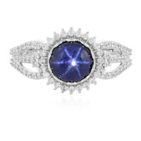 Blue Star Sapphire Silver Ring