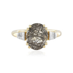 Black Rutile Quartz Silver Ring