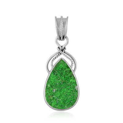 Uvarovite Silver Pendant (Bali Barong)