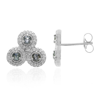 Unheated Green Sapphire Silver Earrings