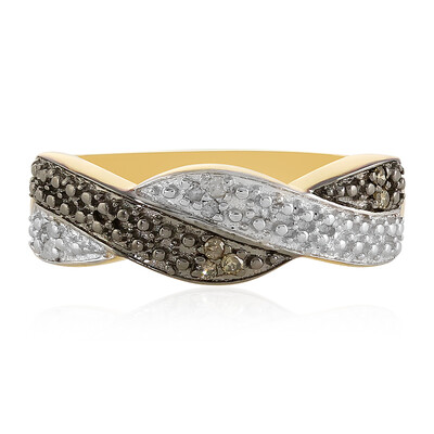 I3 Champagne Diamond Silver Ring