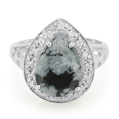 Snowflake Obsidian Silver Ring