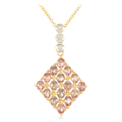18K Unheated Padparadscha Sapphire Gold Necklace (AMAYANI)