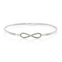 Green Diamond Silver Bangle