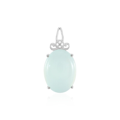 Aqua Chalcedony Silver Pendant