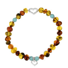 Cognac Baltic Amber Silver Bracelet