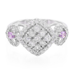 Unheated Ceylon Purple Sapphire Silver Ring