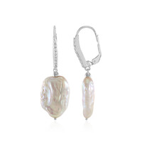 White Freshwater Pearl Silver Earrings
