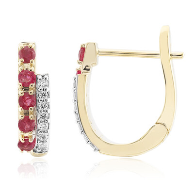 18K Red Beryl Gold Earrings