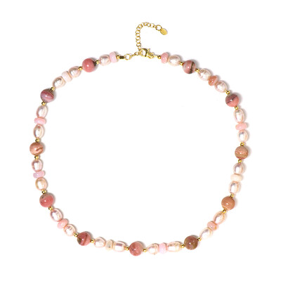 Pink Opal Silver Necklace