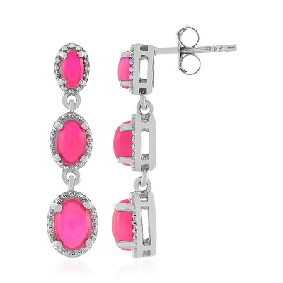 Pink Ethiopian Opal Silver Earrings