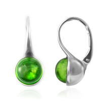 Colombian green Amber Silver Earrings