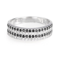 Black Spinel Silver Ring