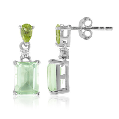 Green Amethyst Silver Earrings