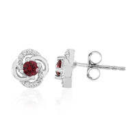 Noble Red Spinel Silver Earrings