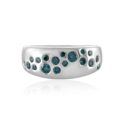 I3 Blue Diamond Silver Ring