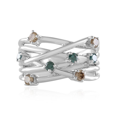 I2 Blue Diamond Silver Ring