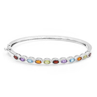 Mandarin Garnet Silver Bangle