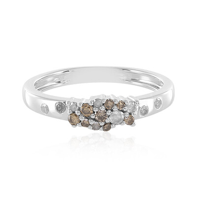 I3 Champagne Diamond Silver Ring