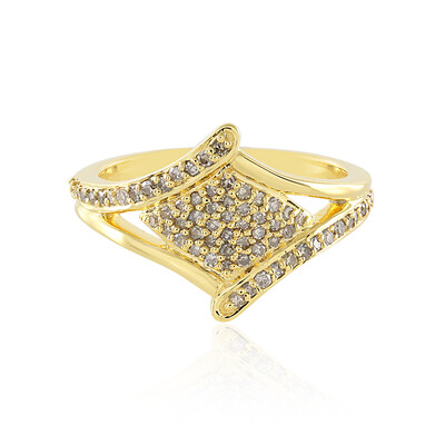 I3 Champagne Diamond Silver Ring