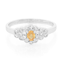 Orange Sapphire Silver Ring