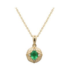 14K AAA Zambian Emerald Gold Necklace (CIRARI)