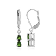 Russian Diopside Silver Earrings