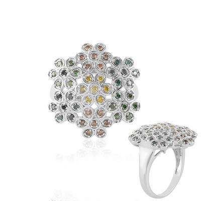 I2 Yellow Diamond Silver Ring