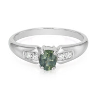 Unheated Peacock Sapphire Silver Ring