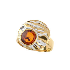Cognac Baltic Amber Silver Ring