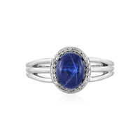 Blue Star Sapphire Silver Ring