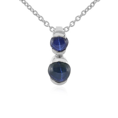 Blue Star Sapphire Silver Necklace