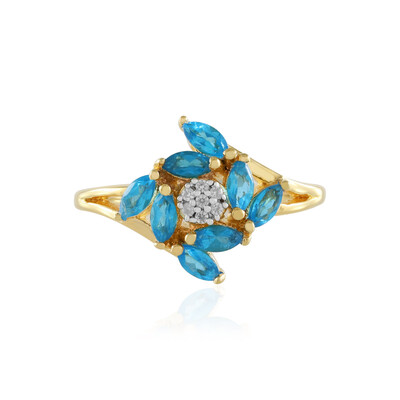 Neon Blue Apatite Silver Ring