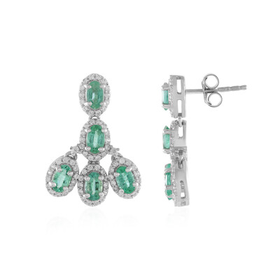 Russian Emerald Silver Earrings