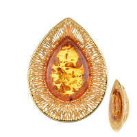 Cognac Baltic Amber Silver Pendant