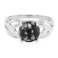 Snowflake Obsidian Silver Ring