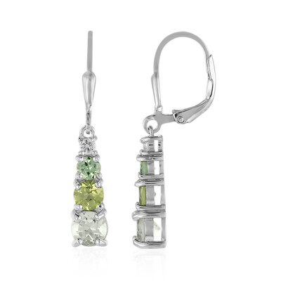 Green Amethyst Silver Earrings