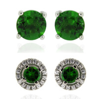 Russian Diopside Silver Earrings