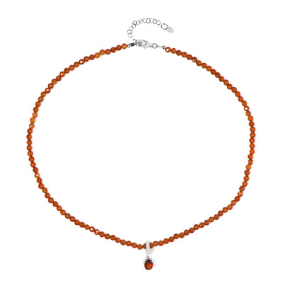 Hessonite Garnet Silver Necklace