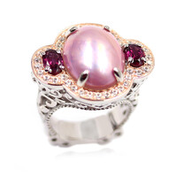 Mabe Pearl Silver Ring (Dallas Prince Designs)