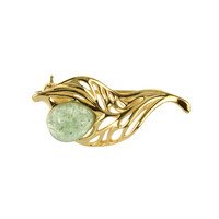 Green Quartz Silver Brooch