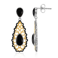 Black Onyx Silver Earrings