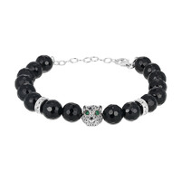 Black Agate Silver Bracelet (Adela Silber)